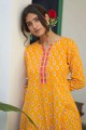 Cotton Frock Kurti in Mustard  with Printed