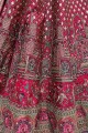 Silk Stone with moti Bridal Lehenga Choli in Pink