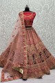 Pink Stone with moti Bridal Lehenga Choli in Silk