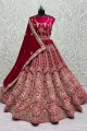 Rani pink  Bridal Lehenga Choli with Stone with moti Velvet