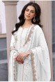 Embroidered Georgette Pakistani Suit in White