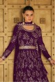 Wine Georgette Anarkali Suit with Embroidered