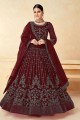 Anarkali Suit in Maroon Georgette  with Embroidered