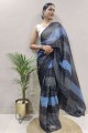 Zari,weaving,digital print Saree in Georgette Multicolor with Blouse