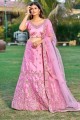 Embroidered Wedding Lehenga Choli in Pink Satin