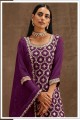 Purple Salwar Kameez with Embroidered Georgette