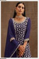 Georgette Embroidered Blue Salwar Kameez with Dupatta
