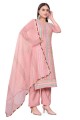 Chanderi Embroidered  pink Palazzo Suit with Dupatta