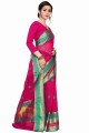 Saree in Weaving Pink Silk