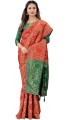 Saree in Silk Red  with Weaving