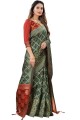Saree with Silk Weaving in Green