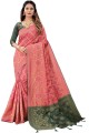 Hot pink Weaving Saree in Silk