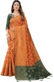 Silk Saree Orange  with Weaving