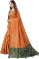 Silk Saree Orange  with Weaving
