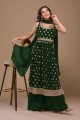 Green Sharara Suit with Embroidered Georgette