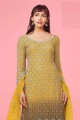 Georgette Yellow Salwar Kameez in Embroidered