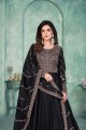Black Anarkali Suit in Art silk with Embroidered