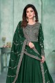 Art silk Green Anarkali Suit in Embroidered