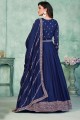 Anarkali Suit in Blue Art silk with Embroidered