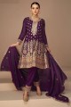 Embroidered Georgette Salwar Kameez in Purple