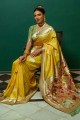Silk Wedding Saree in Yellow with Zari