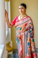 Rani pink Wedding Saree in Zari,weaving Silk