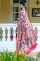 Rani pink Wedding Saree in Zari,weaving Silk