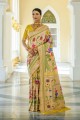 Silk Zari,weaving Yellow Wedding Saree with Blouse