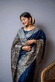 Raw silk Weaving Saree in Blue