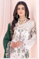 Salwar Kameez White  in Embroidered Georgette