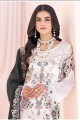Salwar Kameez in White Georgette with Embroidered