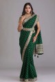 Saree in Green Georgette with Sequins