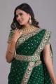 Saree in Green Georgette with Sequins