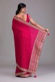 Georgette Sequins Pink Saree with Blouse