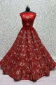 Wedding Lehenga Choli Net  with Embroidered in Red