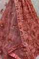 Rose gold  Embroidered Net Wedding Lehenga Choli