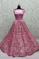 Wedding Lehenga Choli in Pink Net with Embroidered