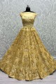 Golden Net Wedding Lehenga Choli with Embroidered