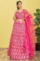 Organza Digital print Pink Wedding Lehenga Choli with Dupatta
