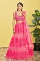 Digital print Wedding Lehenga Choli Pink in Organza