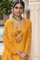 yellow Sharara Suit  georgette with Embroidered