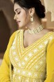 Embroidered Anarkali Suit Yellow  in Georgette