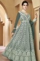 Embroidered Anarkali Suit in Grey Georgette