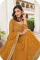 Yellow Embroidered Georgette Anarkali suit with dupatta