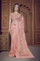 Saree in Dusty peach  Net with Embroidered