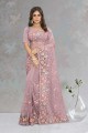 Dusty lavender  Wedding Saree in Sequins,embroidered Net
