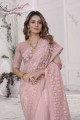 Net Dusty peach  Wedding Saree in Embroidered