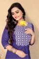 Lavender purple Kurti Cotton with Embroidered