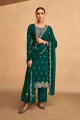 Embroidered Green Palazzo Suit in Silk
