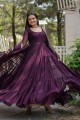 Wine red Gown Dress with Plain Faux georgette